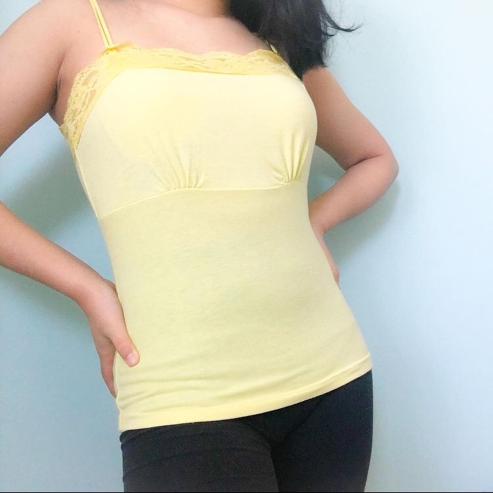 Pastel Yellow Lace Camisole Tank Top